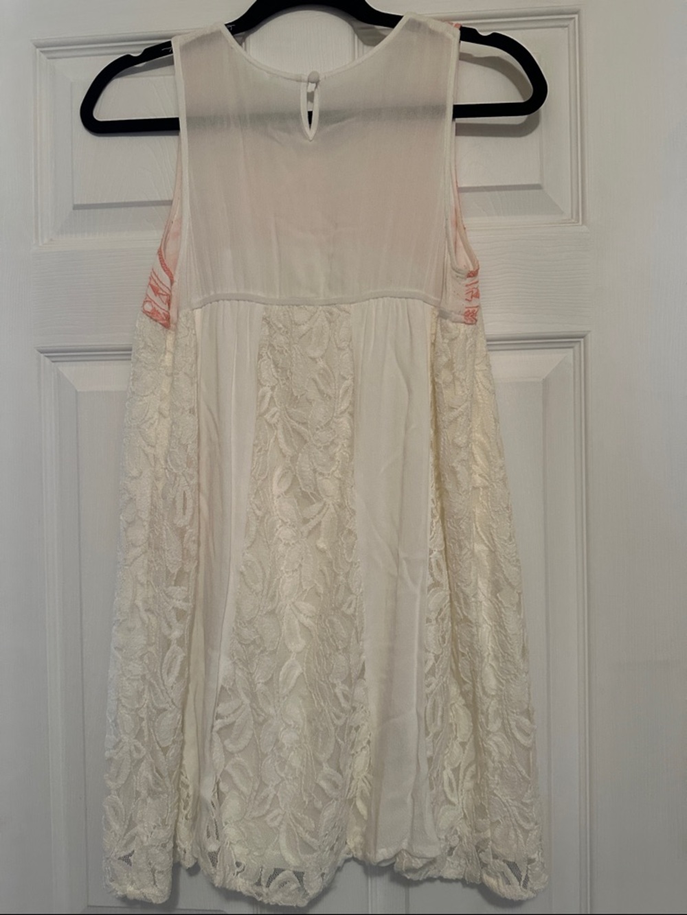 Blu Pepper White Mini Dress with Coral Embroidered Yoke - Picture 2 of 5